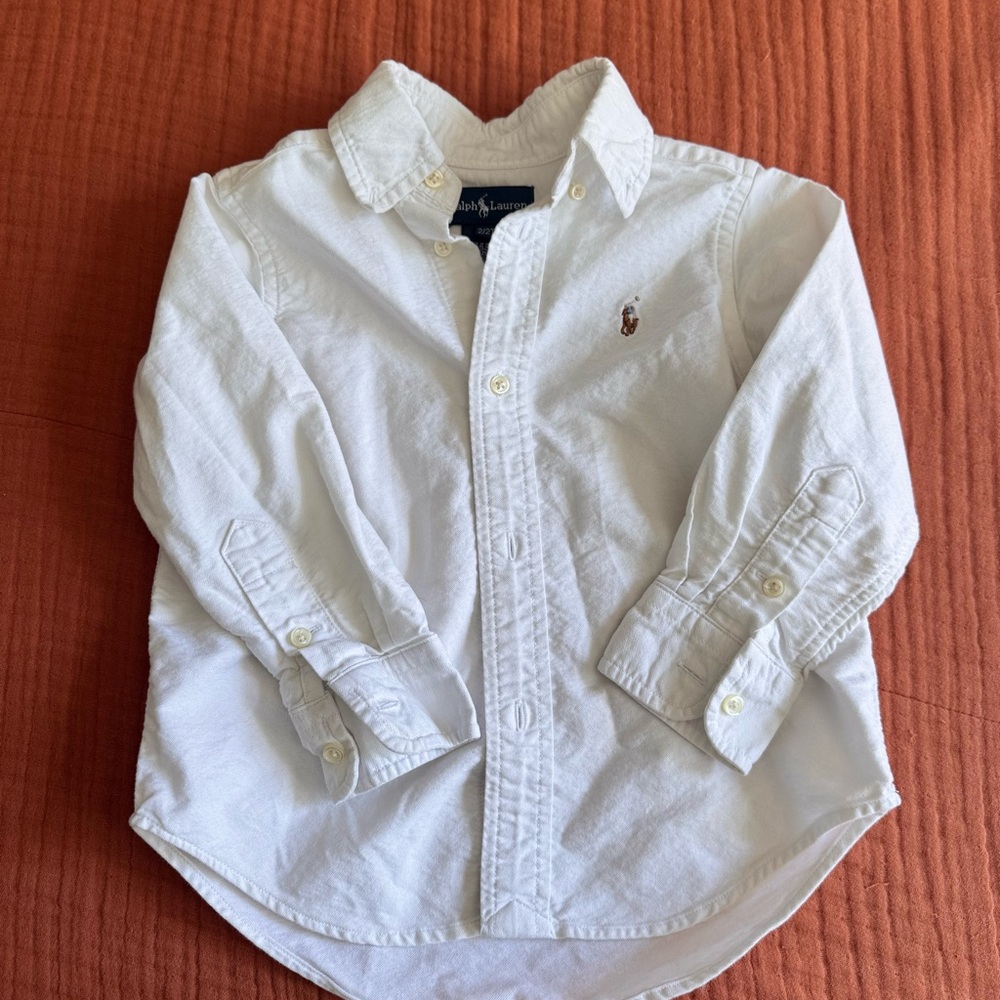 Ralph Lauren White Button Down Shirt Classic Fit Cotton